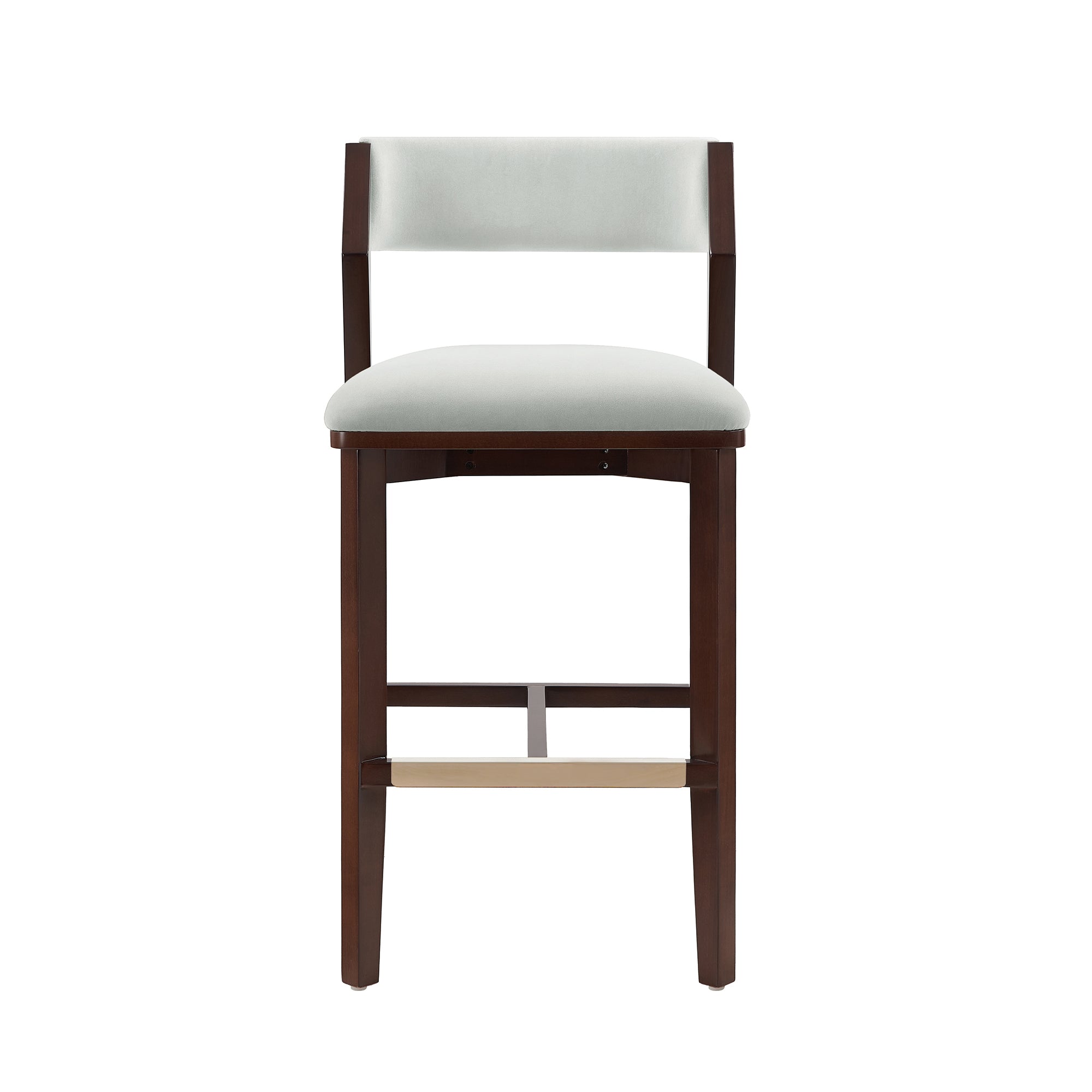Patricia Wood Upholstered Barstool in White Glacier