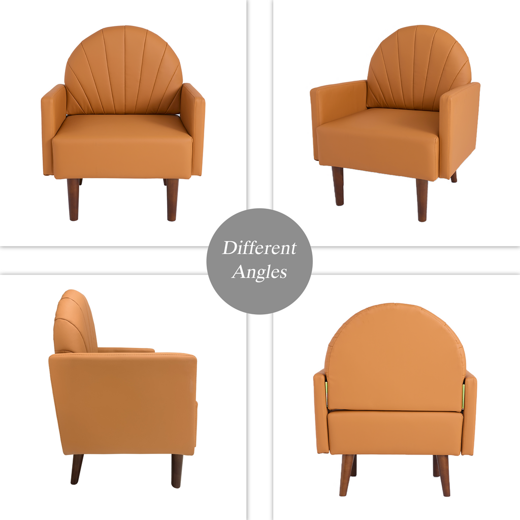 Shell-Shaped Armchair with PU Leather Upholstery.