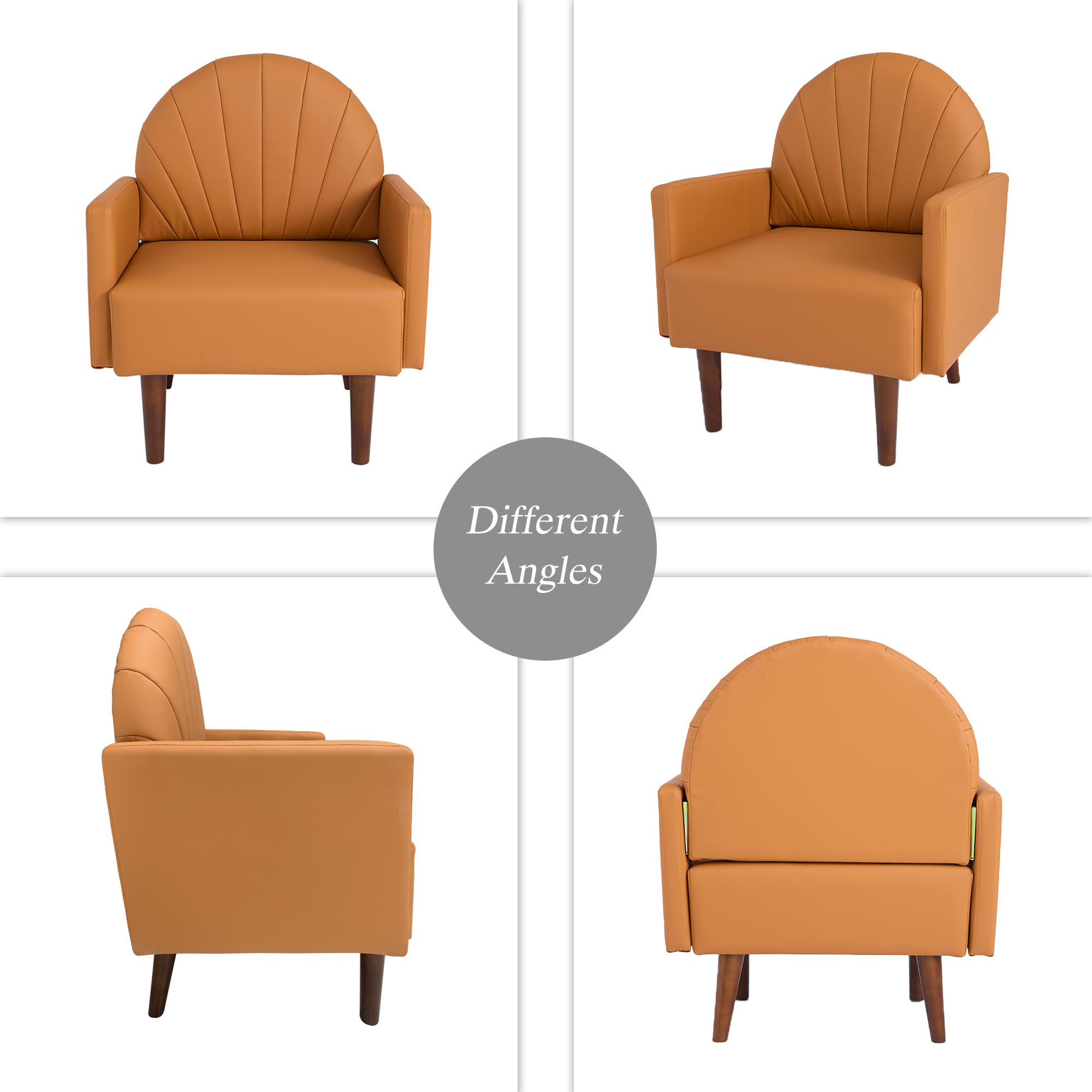 Shell-Shaped Armchair with PU Leather Upholstery.