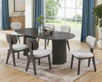 Venezia 80 Inch Oval Dining Set with Upholstered Chairs.