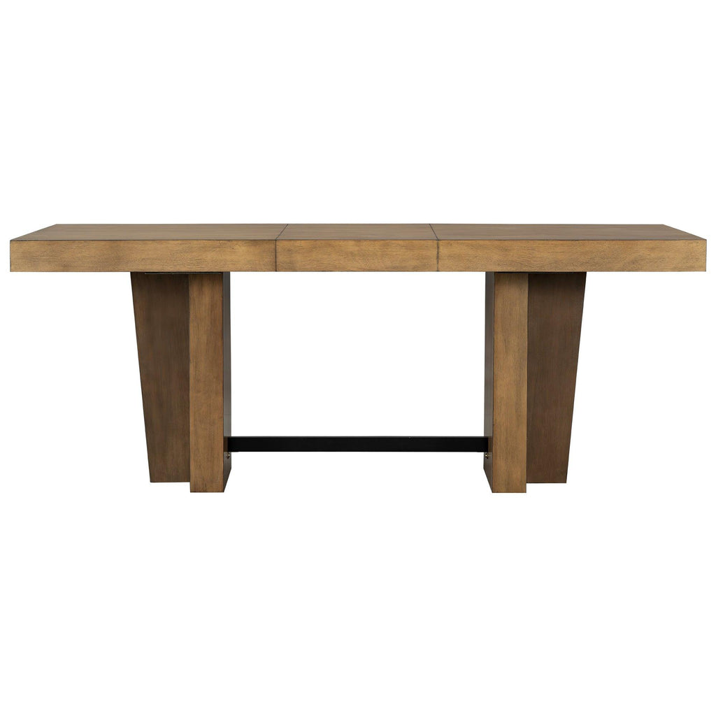 Extendable Wood Dining Table Set for 6 with Bench & Chairs.