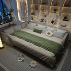 L-Shaped Sofa with Pull-Out Bed and USB Port.