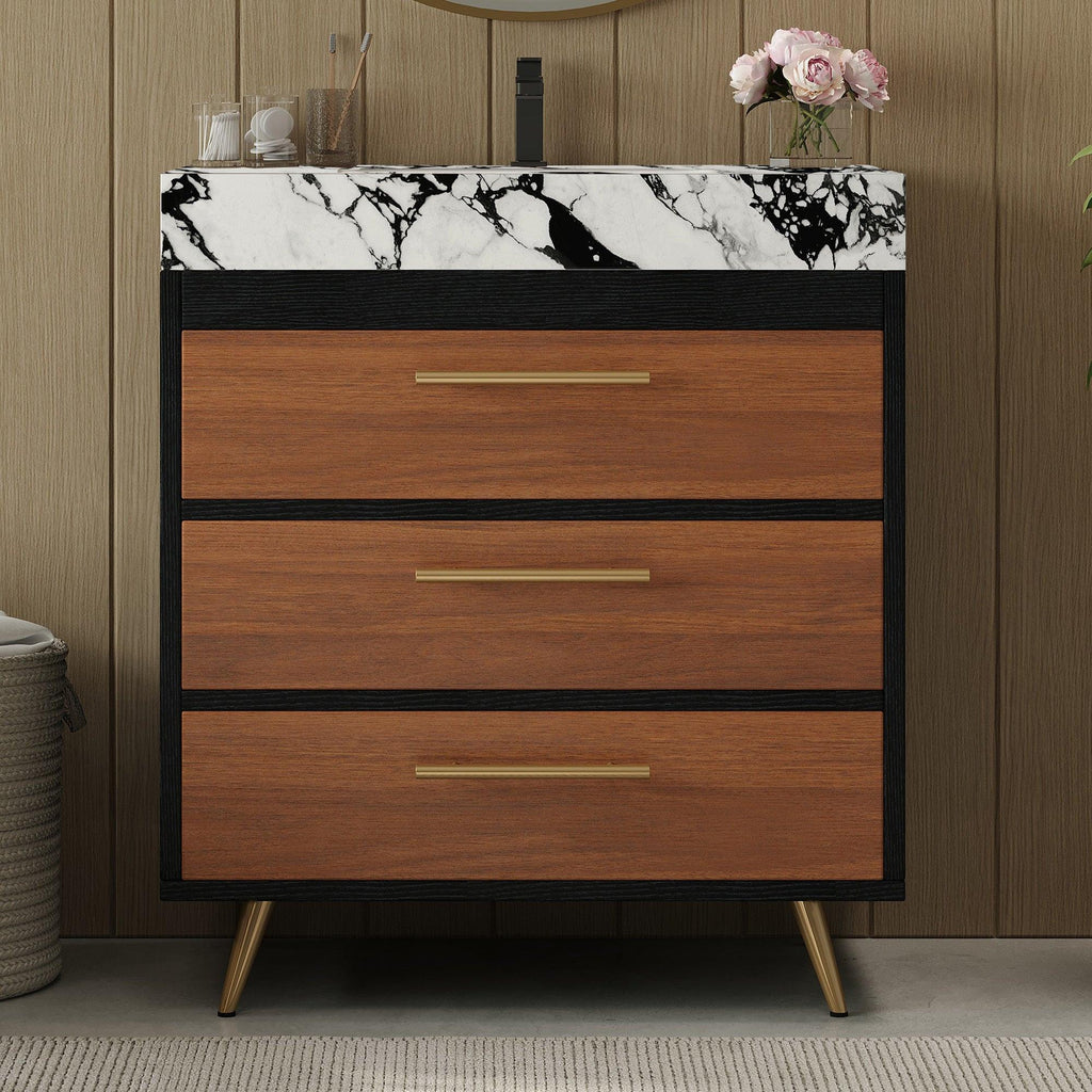 Modern Free-Standing Bathroom Vanity with Ceramic Sink.