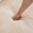 Modern Three-Seater Boucle Sofa - Beige Upholstered Couch.