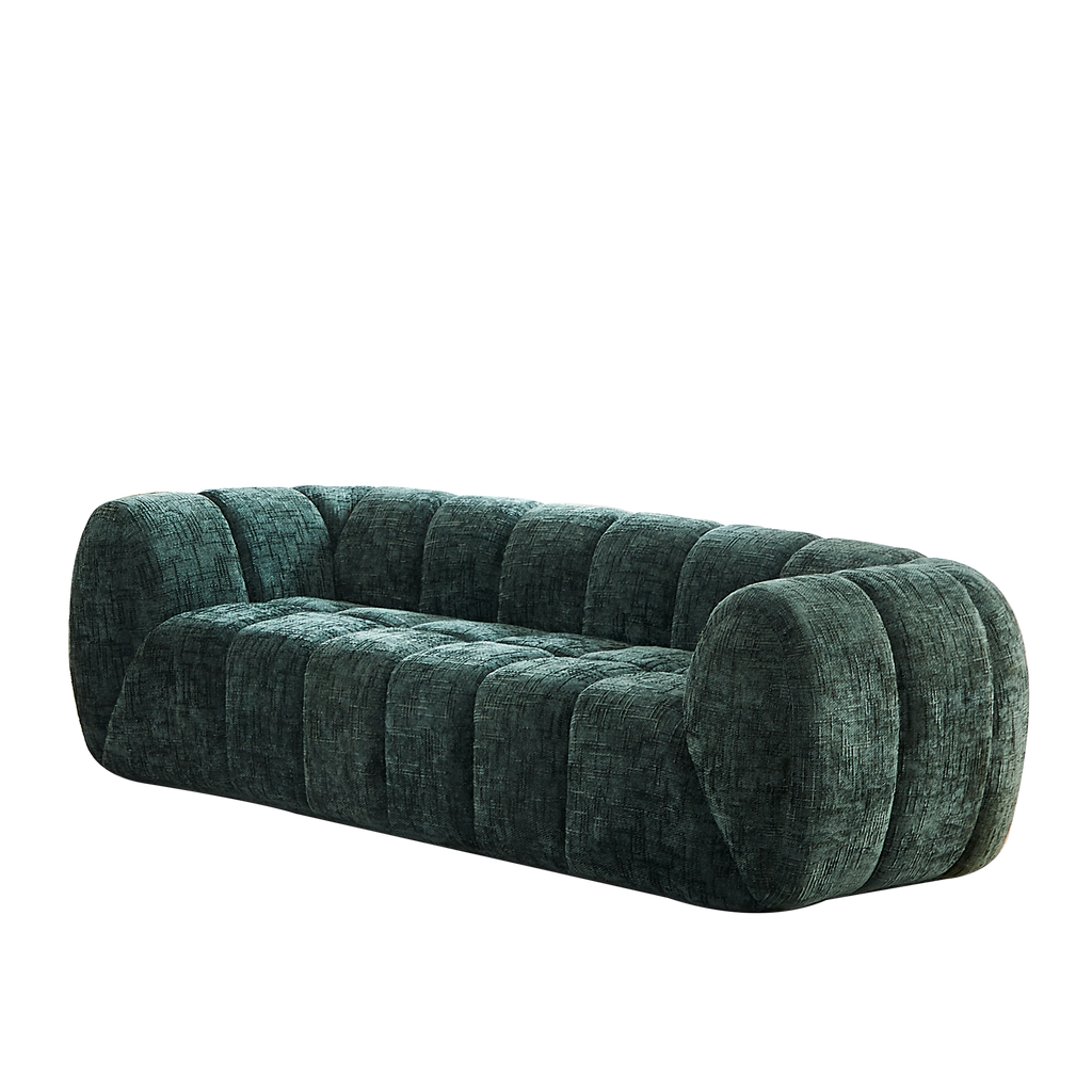 Chenille Foam Sofa - Modern Quilted Design for Comfort.