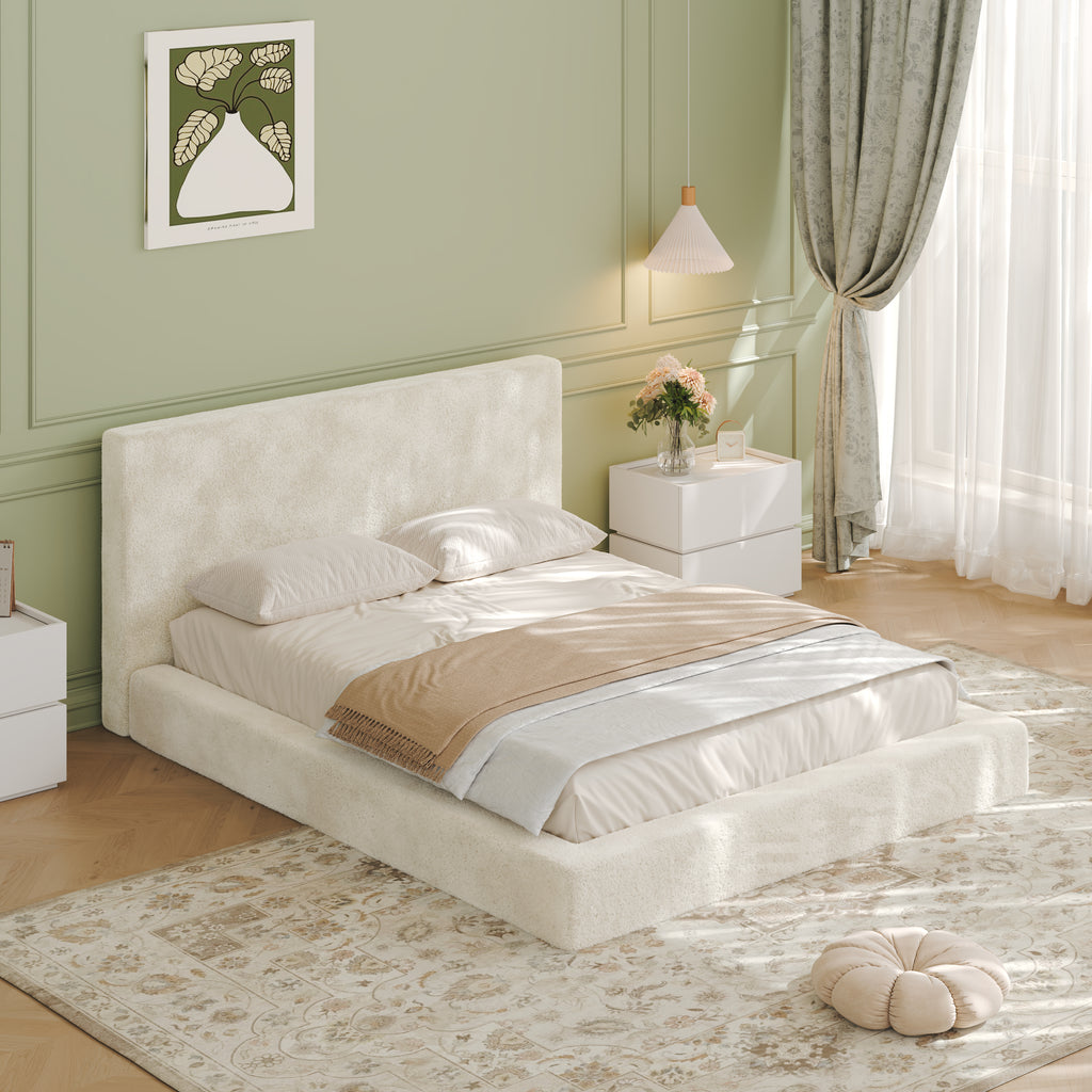 Off-White Sherpa Queen Bed Surround with Plush Cloud Cushioning