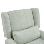 Top view of headrest and cushion on boucle swivel recliner chair, emphasizing plush comfort and supportive design.