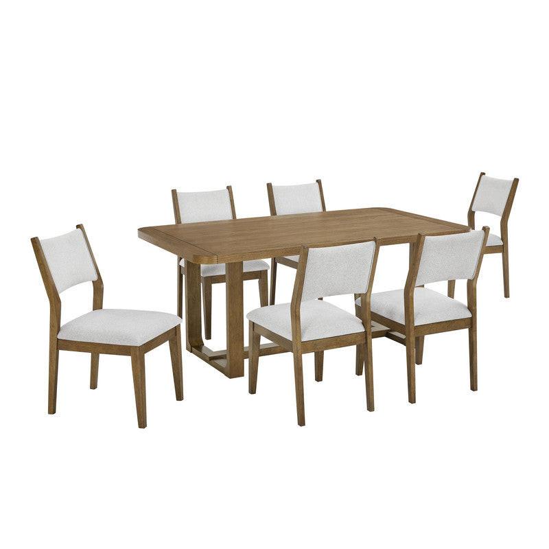Dafne 7Pc 72' Rectangular Dining Set in Walnut Oak.