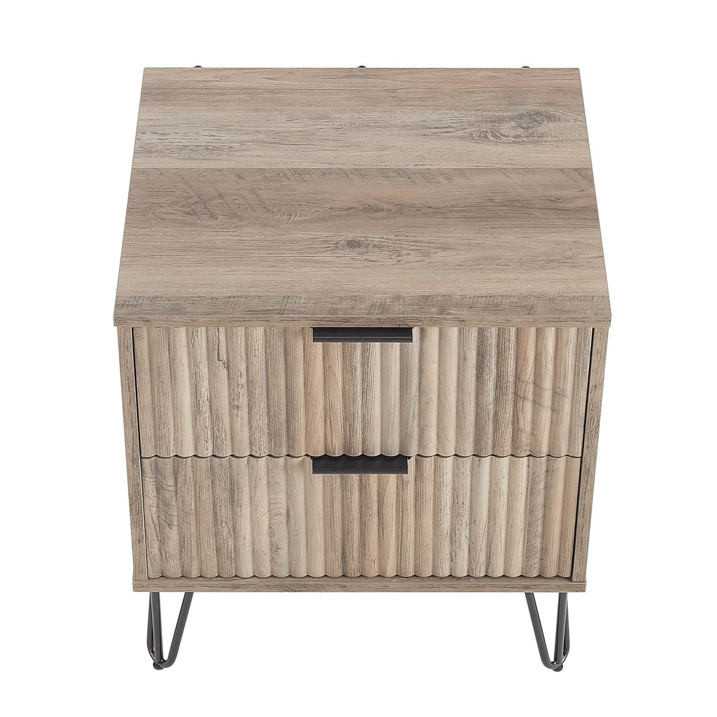Dumbo 20' Fluted Nightstand in Rustic Gray (2-Drawer)