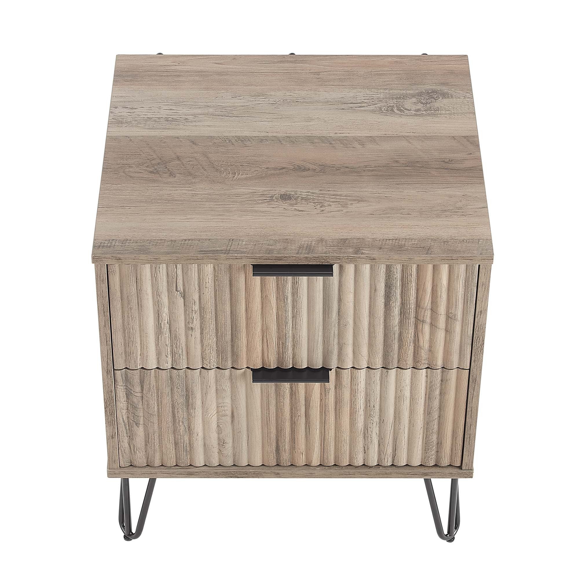 Dumbo 20' Fluted Nightstand in Rustic Gray (2-Drawer)