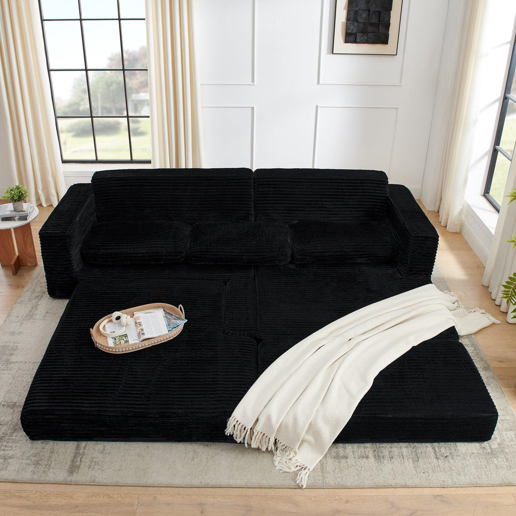 Modern Modular Sectional Sofa in Black.