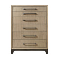 Caramel and Cocoa 6-Drawer Chest in Brown Wood with Smooth Metal Glides, 18.0' W x 39.0' D x 52.0' H