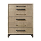 Caramel and Cocoa 6-Drawer Chest in Brown Wood with Smooth Metal Glides, 18.0' W x 39.0' D x 52.0' H