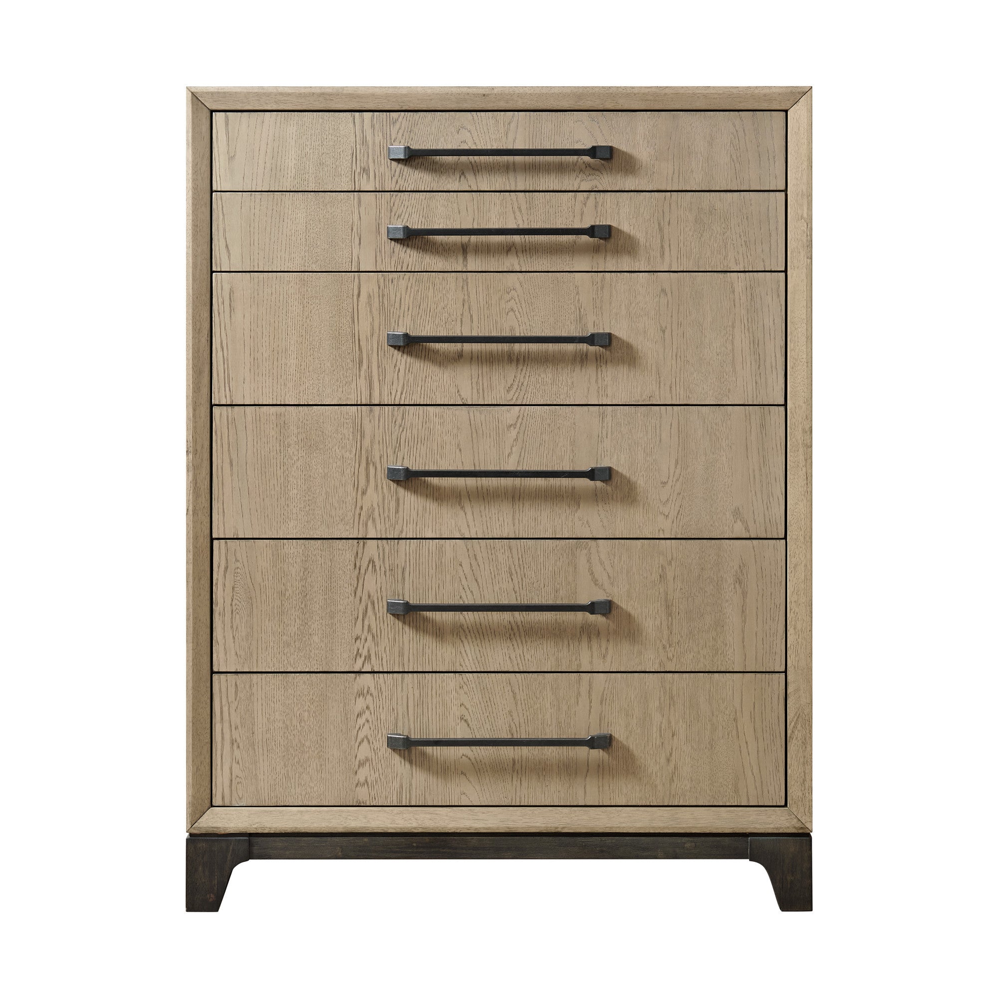 Caramel and Cocoa 6-Drawer Chest in Brown Wood with Smooth Metal Glides, 18.0' W x 39.0' D x 52.0' H