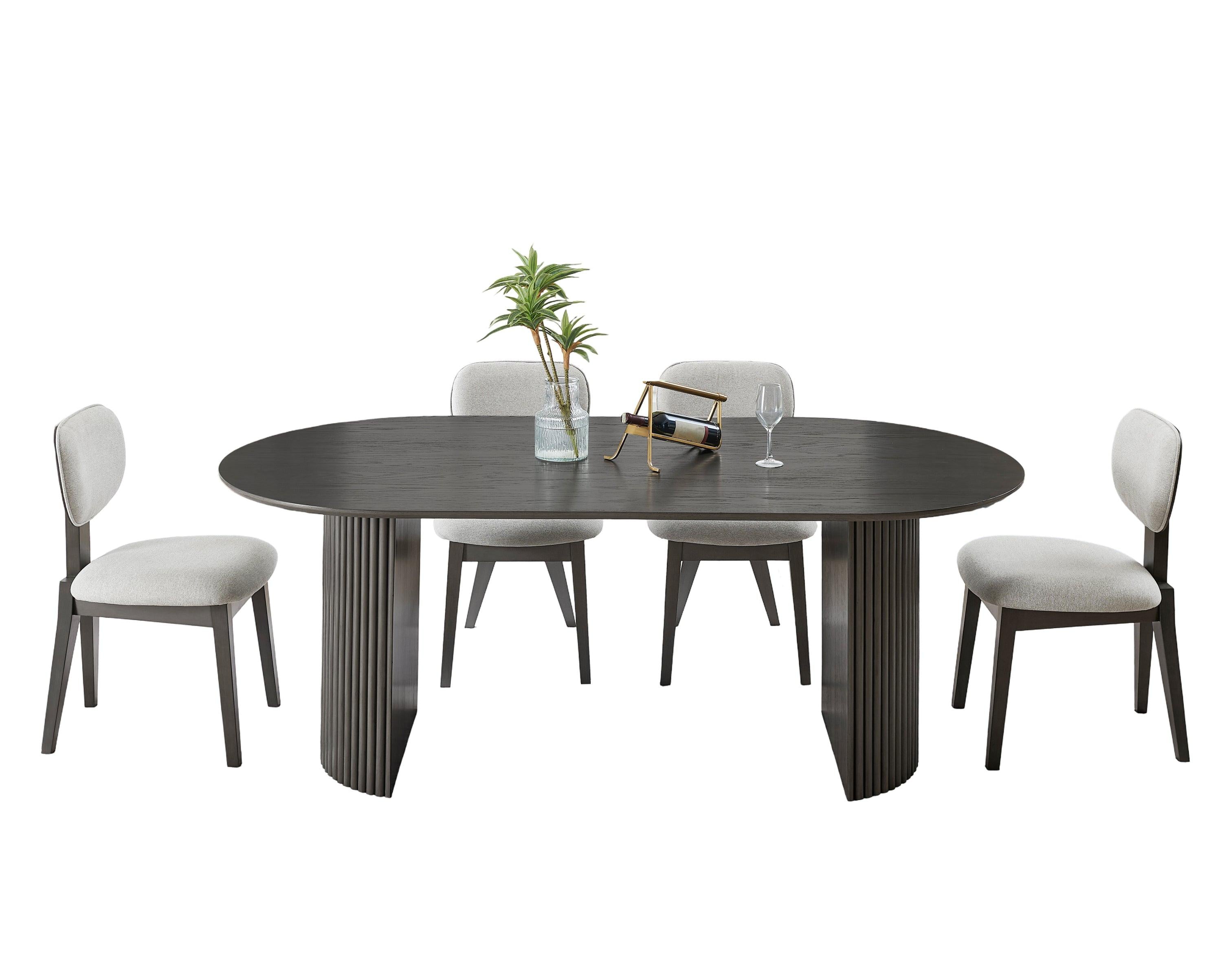 Venezia 5-Piece Oval Gray Oak Finish Dining Set.