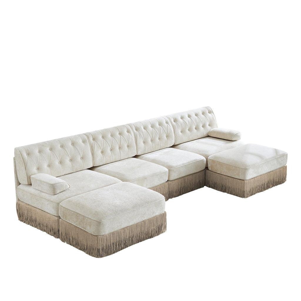 4-Seater Modular Sectional Sofa with 2 Ottomans.