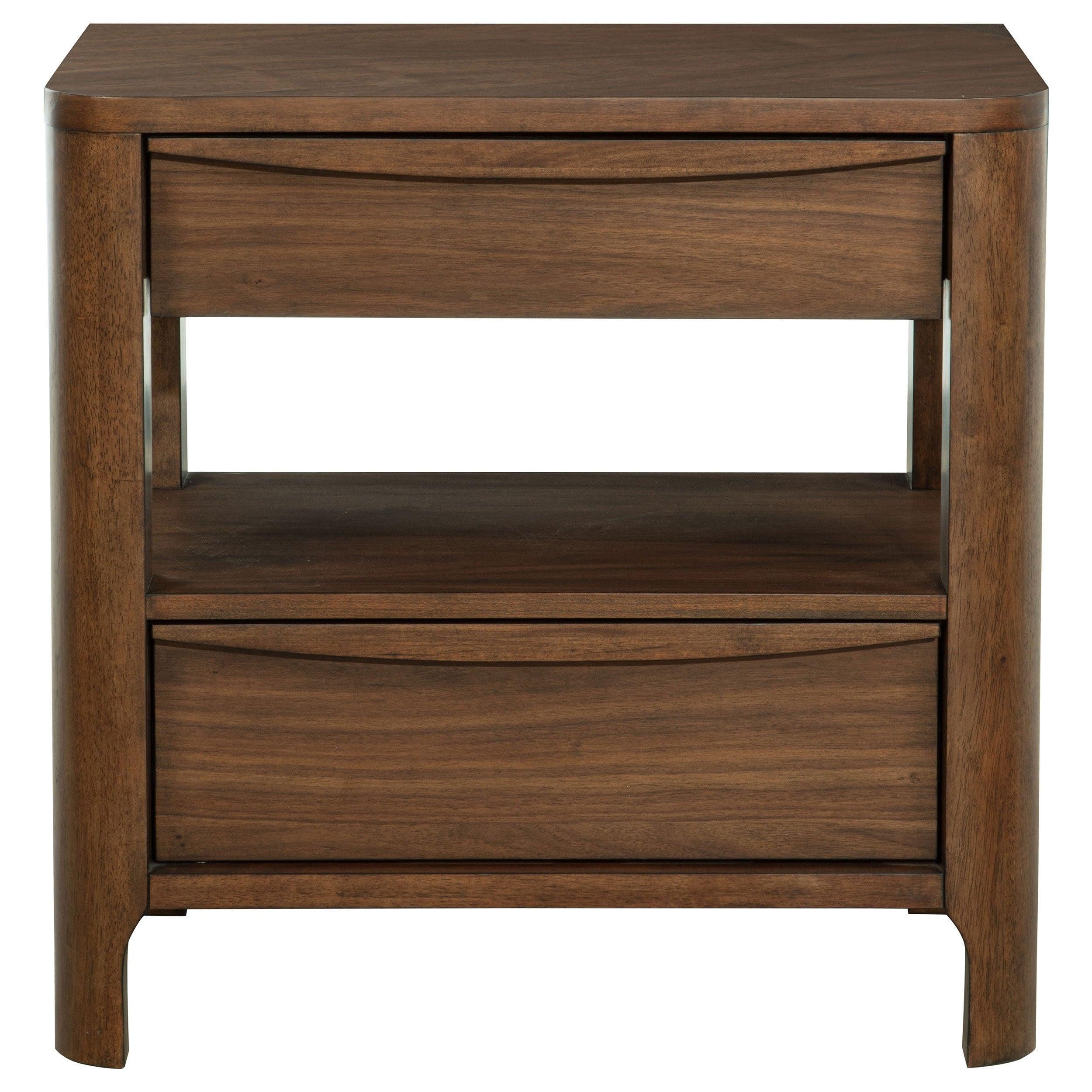 Walnut Nightstand with Hidden Storage - Verona Style.