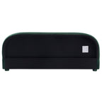King Size Dark Green Velvet Bed with Curved Headboard.