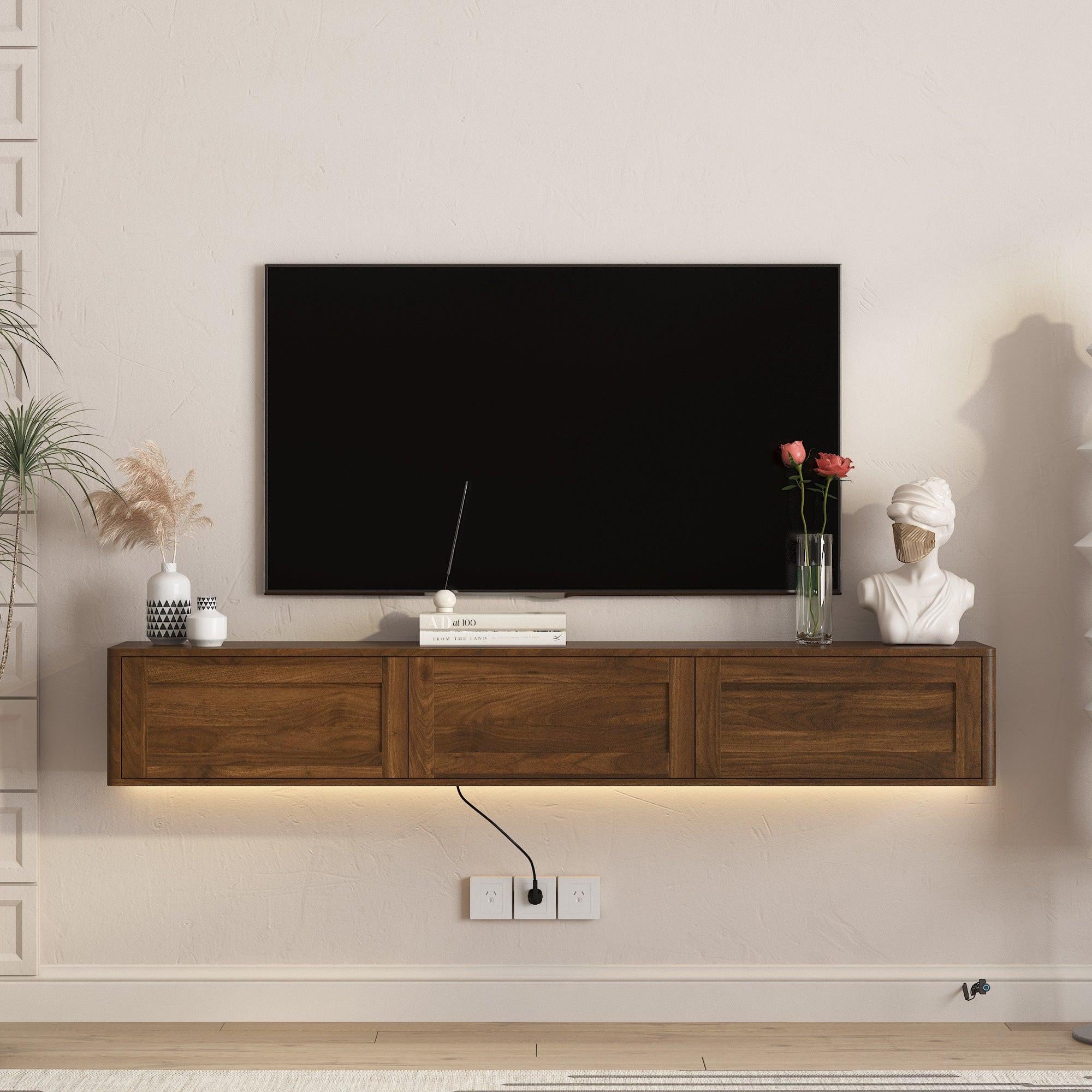 Floating TV Stand with LED Lights for Living Room.