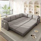 L-Shaped Sofa with Pull-Out Bed and USB Port.