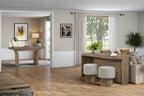 Knotty Oak Entertainment Console with Stools.