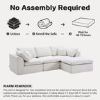 No assembly required L-Shaped Sectional Sofa with Chaise, highlighting simple setup instructions and ready-to-use design after unboxing.