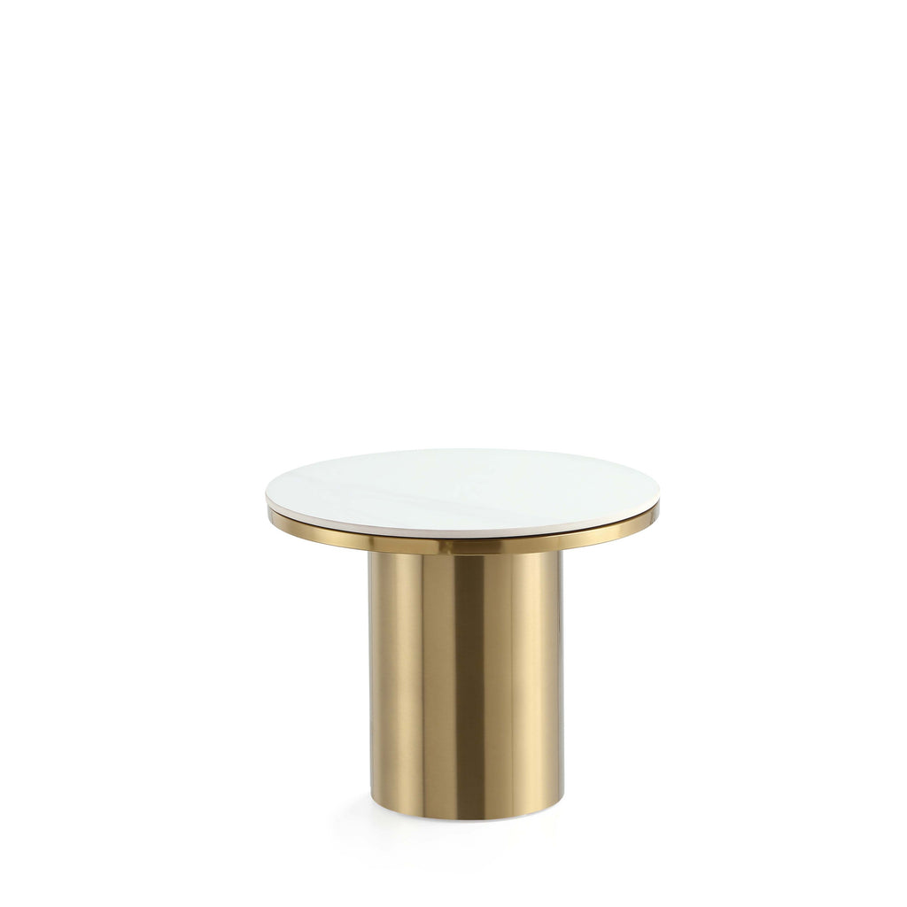 Glenn Sintered Stone Top End Table in Gold