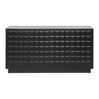 Front-facing image of 4-Door Storage Cabinet with bold geometric design and metal accents, perfect for stylish interiors.