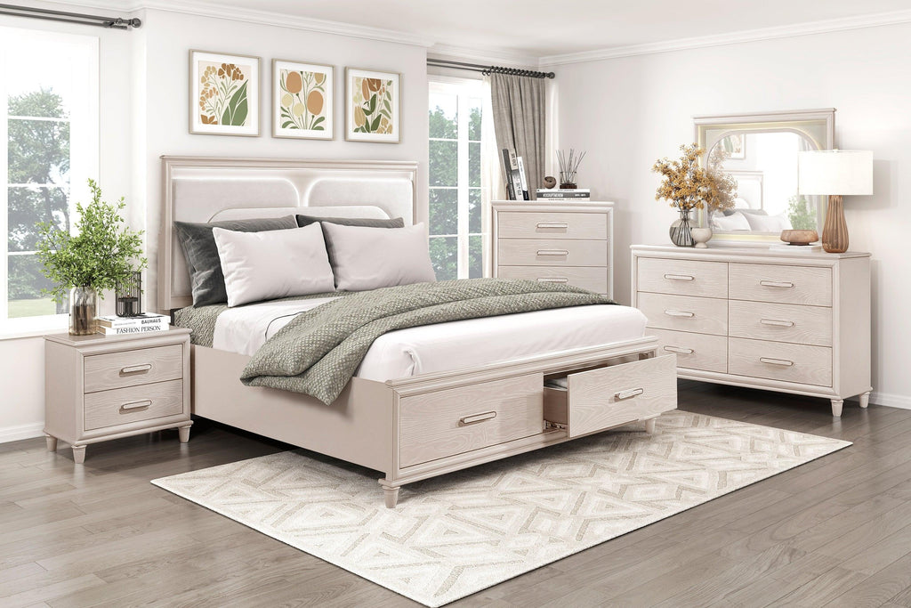 Modern Two-Drawer Nightstand with USB Ports for Bedroom.