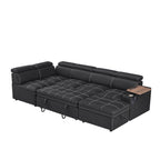 Black Sectional Sofa with Storage Ottoman for Comfortable Living.