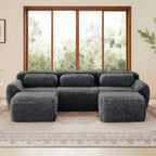 Front view of Modular Sofa Dark Grey with plush, anti-slip fabric. Spacious seating perfect for home theaters or living rooms.