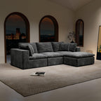 Modular Sectional Sofa Grey - Upholstered Couch for Living Room.