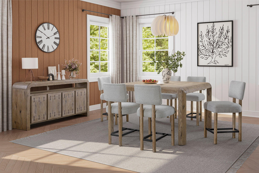 Counter Height Oak Table with Knotty Veneer.