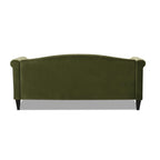 Elaine 77' Small Space Sofa in Olive Green Velvet.