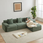114-Inch Modular Corduroy Sofa with Adjustable Configuration.