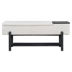TREXM Farmhouse Upholstered Storage Bench with Hidden Compartment, Modern Entryway Bench for Living Room, Entryway, and Hallways (Black)