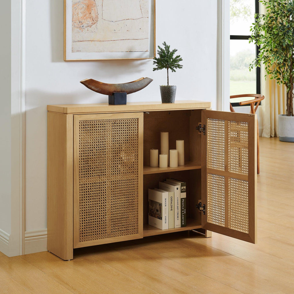 39.4' Rattan Sideboard Buffet Cabinet for Modern Storage.