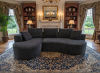 Curved Sectional Couch 2 Piece Set - Black.