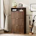 Walnut Shoe Cabinet with Flip Drawers for Entryway Storage