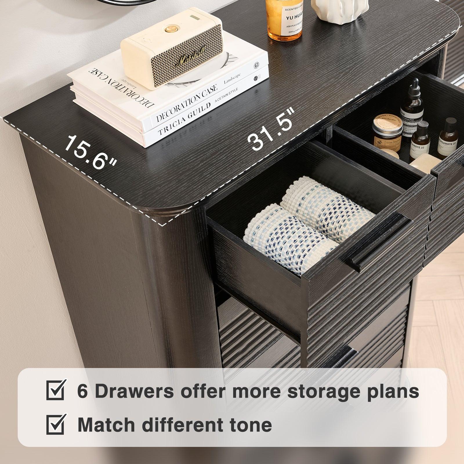 Modern 6 Drawer Dresser Storage for Bedroom & Living Room.