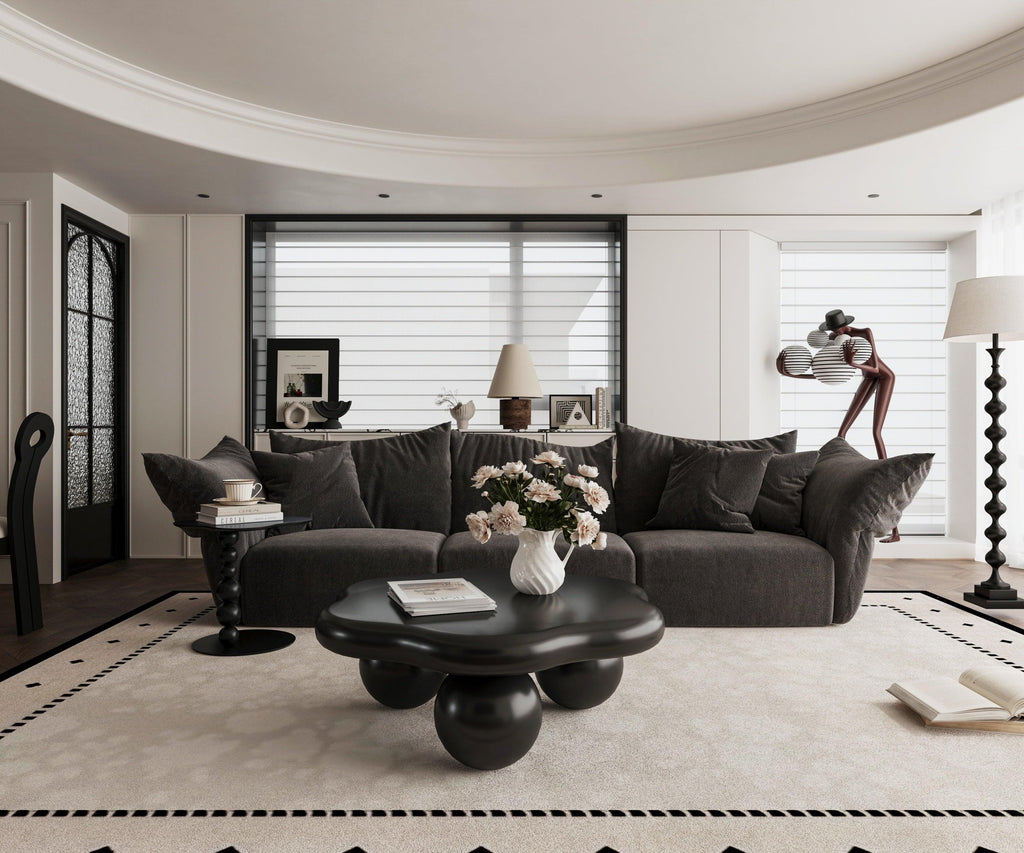 Black Cloud Shaped Coffee Table - Space Saving Design.
