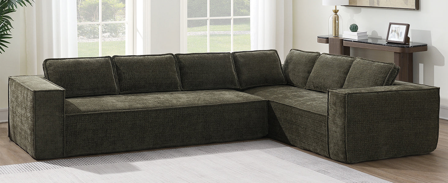 Stylish Modular Sectional Sofa - Chenille, No Assembly, 6 Seat in a cozy corner setup, ideal for modern and elegant living spaces.