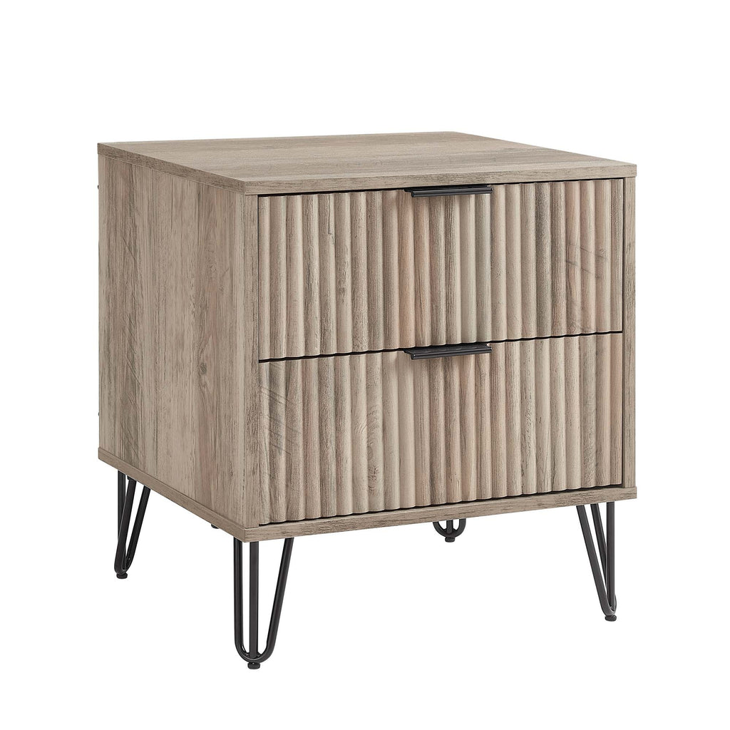 Dumbo 20' Fluted Nightstand in Rustic Gray (2-Drawer)