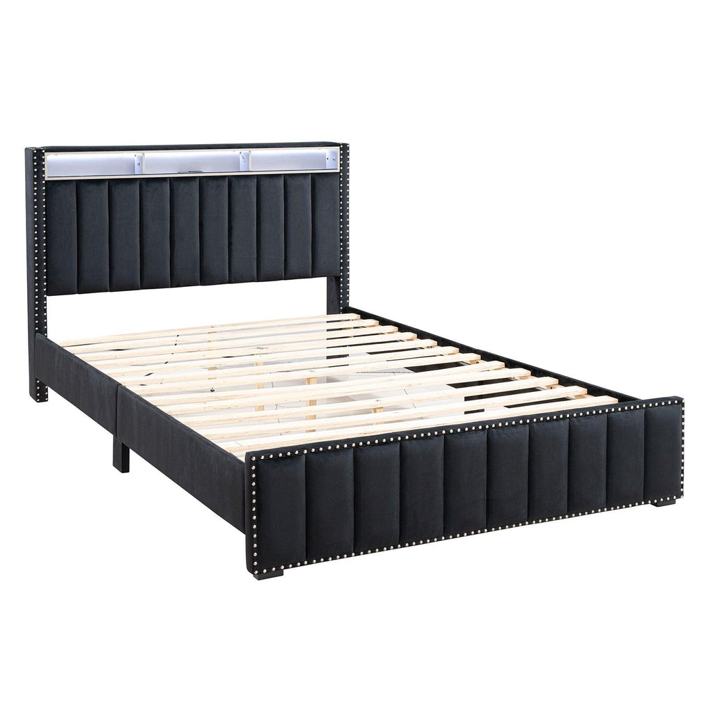 Luxury Queen Size Bed And 2 Nightstands Furniture Set.