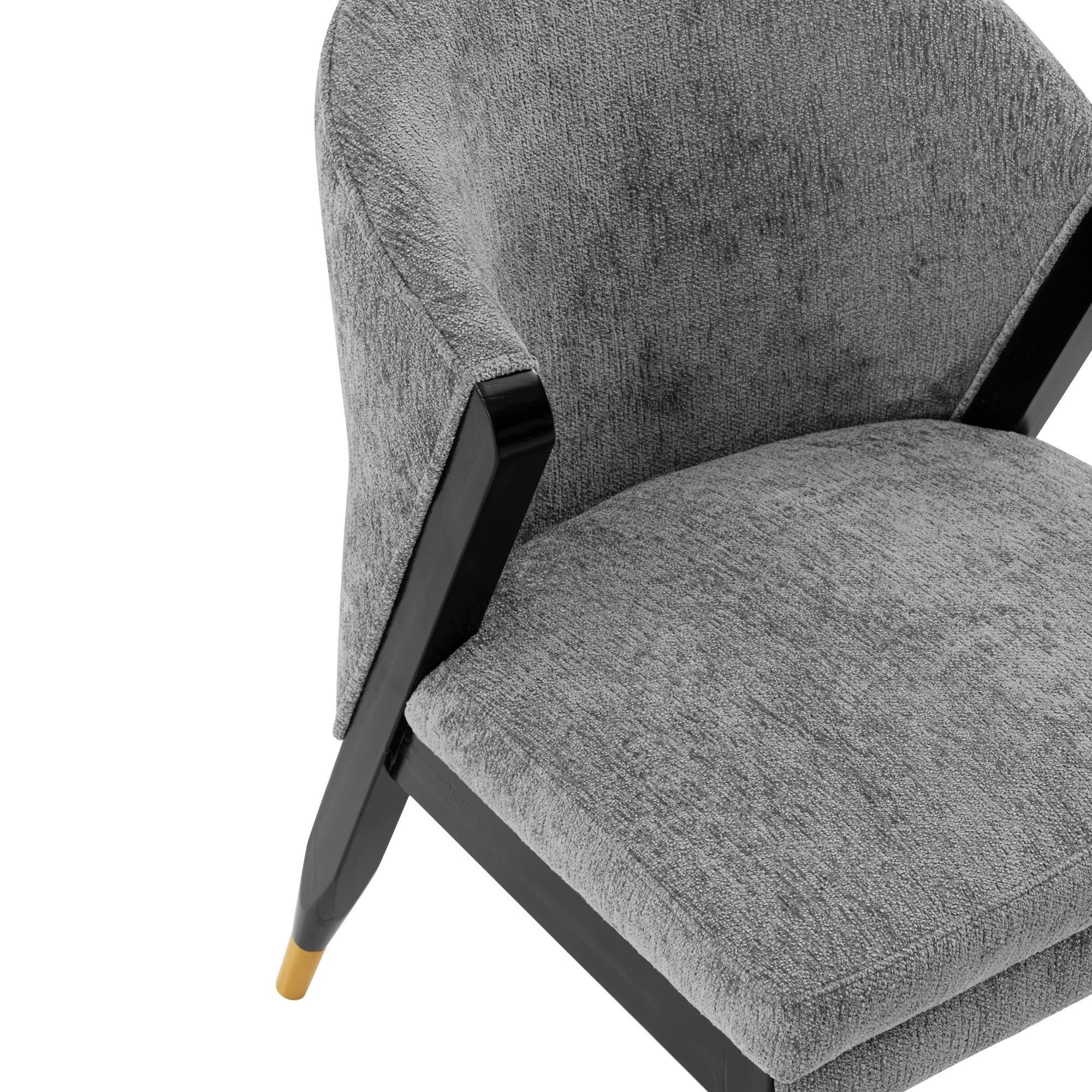 Ola Wood Chenille Dining Chair in Gray