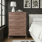 Tranquility 5-Drawer Walnut Wood Chest with Metal X Base