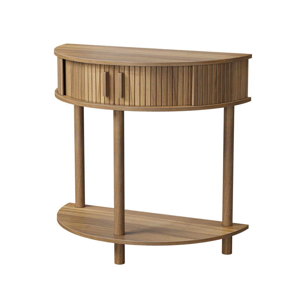 Half-Moon Console Table - Walnut for Entryway & Living Room.