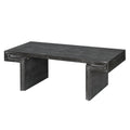 American Vintage Industrial Coffee Table, Premium Reclaimed Wood Texture, Double-Tier Structure, Antique Black