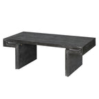 American Vintage Industrial Coffee Table, Premium Reclaimed Wood Texture, Double-Tier Structure, Antique Black