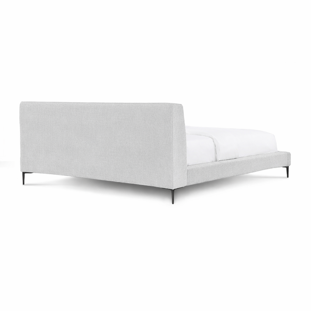 Brooke Mid Century Platform Bed Queen in Woven Palo-Grey.